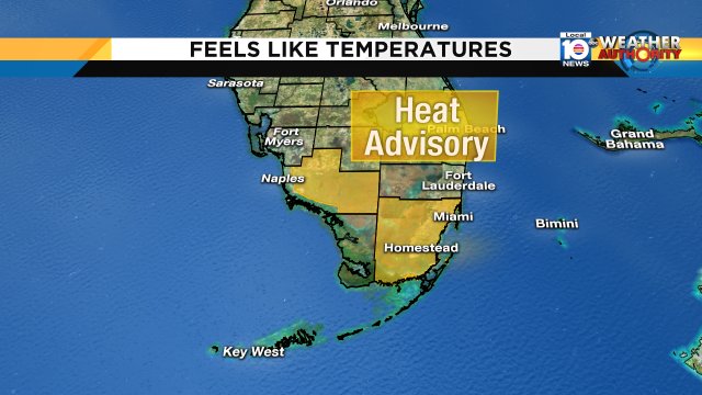 Heat Advisory from 11am-6pm for Miami Dade. Limit outdoor activities Heat indices range from 105-110. https://t.co/DxGC5qTS7V