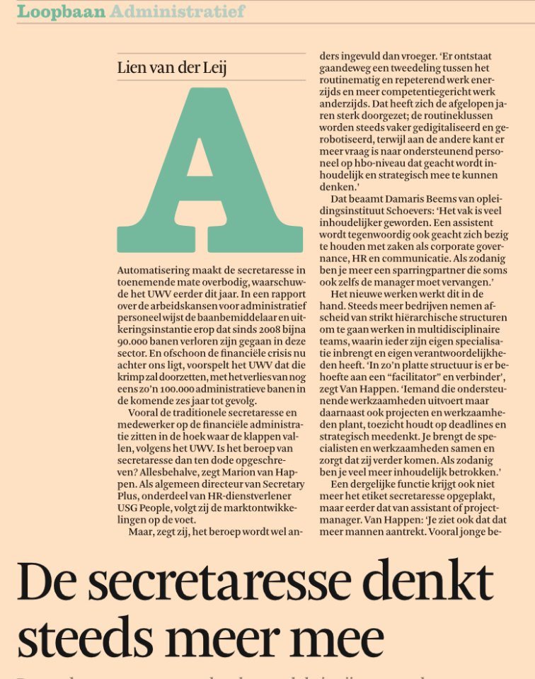 "Secretaresse denkt steeds meer mee" kopt <a href="/FD_Nieuws/">FD Nieuws</a>. <a href="/FLOWcorporaties/">FLOW - Fonds Leren en Ontwikkelen Wooncorporaties</a> zoekt via <a href="/ASBR_bv/">ASBR</a> zo'n Office Manager! asbr.nl/vacatures/flow…