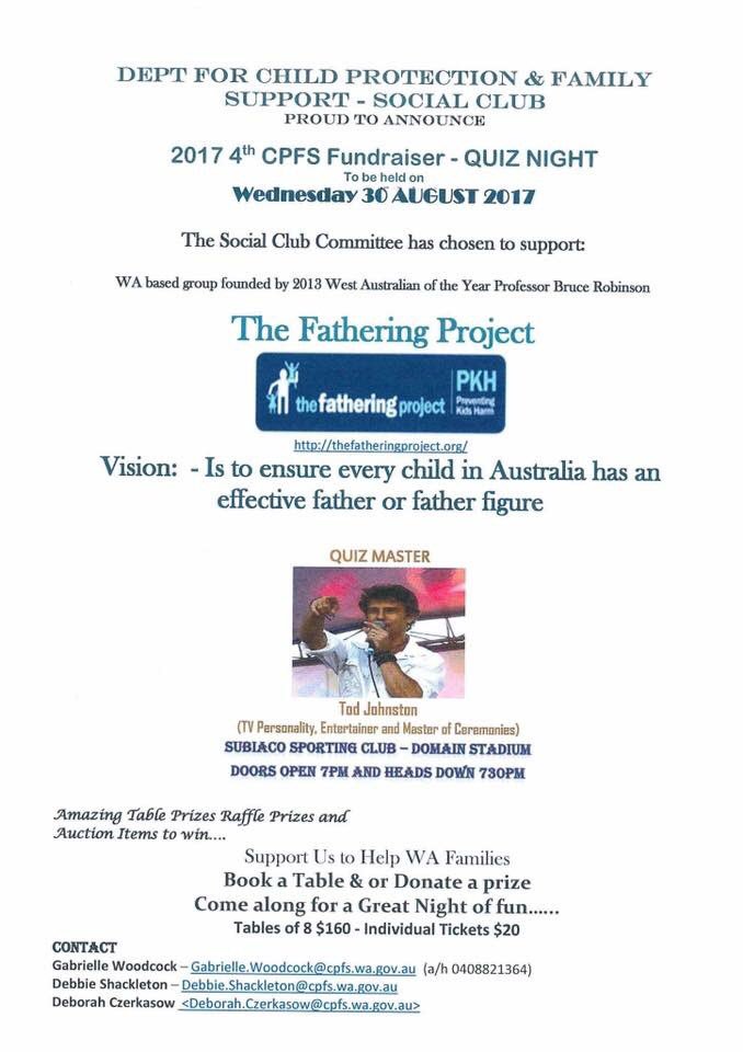 gabs_grabs's tweet photo. RU in Perth 30thAug Love A Quiz Night? This is a Rippa #CFPS #FatheringProject MC @Tod_Johnston #BookATable Pls Message me to Book a Table https://t.co/VOXFejhCiB