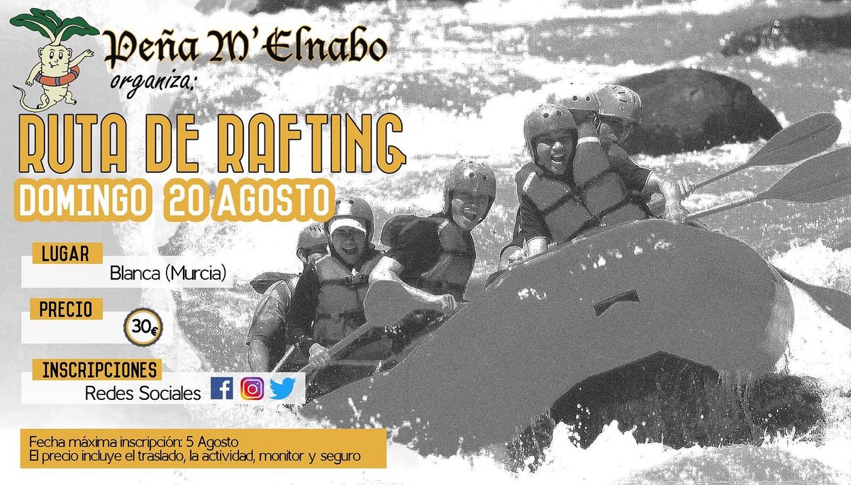 Pmelnabo's tweet photo. 🚣 RUTA DE RAFTING 🚣
ORGANIZA.- PEÑA M'ELNABO

La PEÑA M'ELNABO organiza una actividad para SOCIOS y NO SOCIOS para Domingo 20 Agosto https://t.co/TbWpCIXaTZ