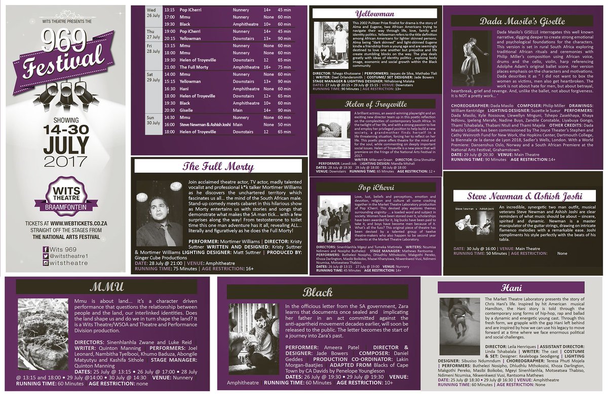 Lunch-time production or a night out? Whatever you choose, make sure not to miss the final week of <a href="/WitsTheatre1/">WitsTheatre</a>'s #969Festival.