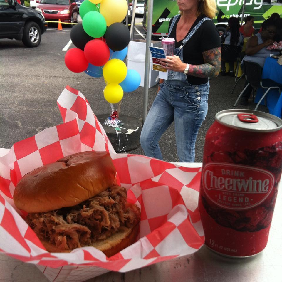 CookingCarolina's tweet photo. Get your BBQ fix today MUSC Health in Mt. Pleasant 11-1:30. Pulled Pork, Handcut fries, shrimp tacos &amp; @DrinkCheerwine ... Ooo Wee! https://t.co/iC1YGAPM9C