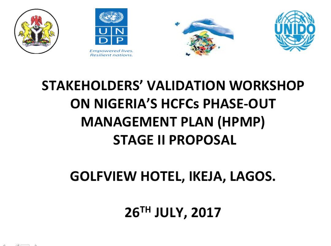 FMEnvng's tweet photo. We are in Lagos State for the Validation Workshop on the #HCFCsNG Management Plan for Nigeria in collabo with @UNDPNigeria & @UNIDONigeria https://t.co/N9xur5pm5M