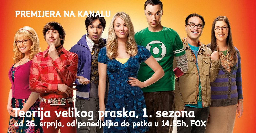 h1telekom's tweet photo. Jako volimo ovu ekipu! Dva briljantna fizičara i jedna plavuša. Prva sezona Teorije velikog praska #TBBT, od ponedjeljka do petka, FOX. https://t.co/7cQWQhBTwE
