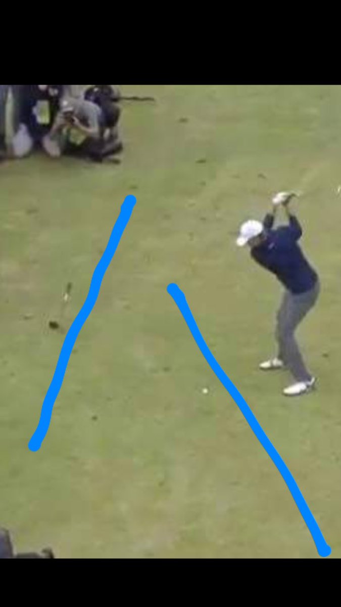 For those who continue to send me messages abt Spieth's drop, I've drawn some lines to show his club was nowhere near parallel to his line.