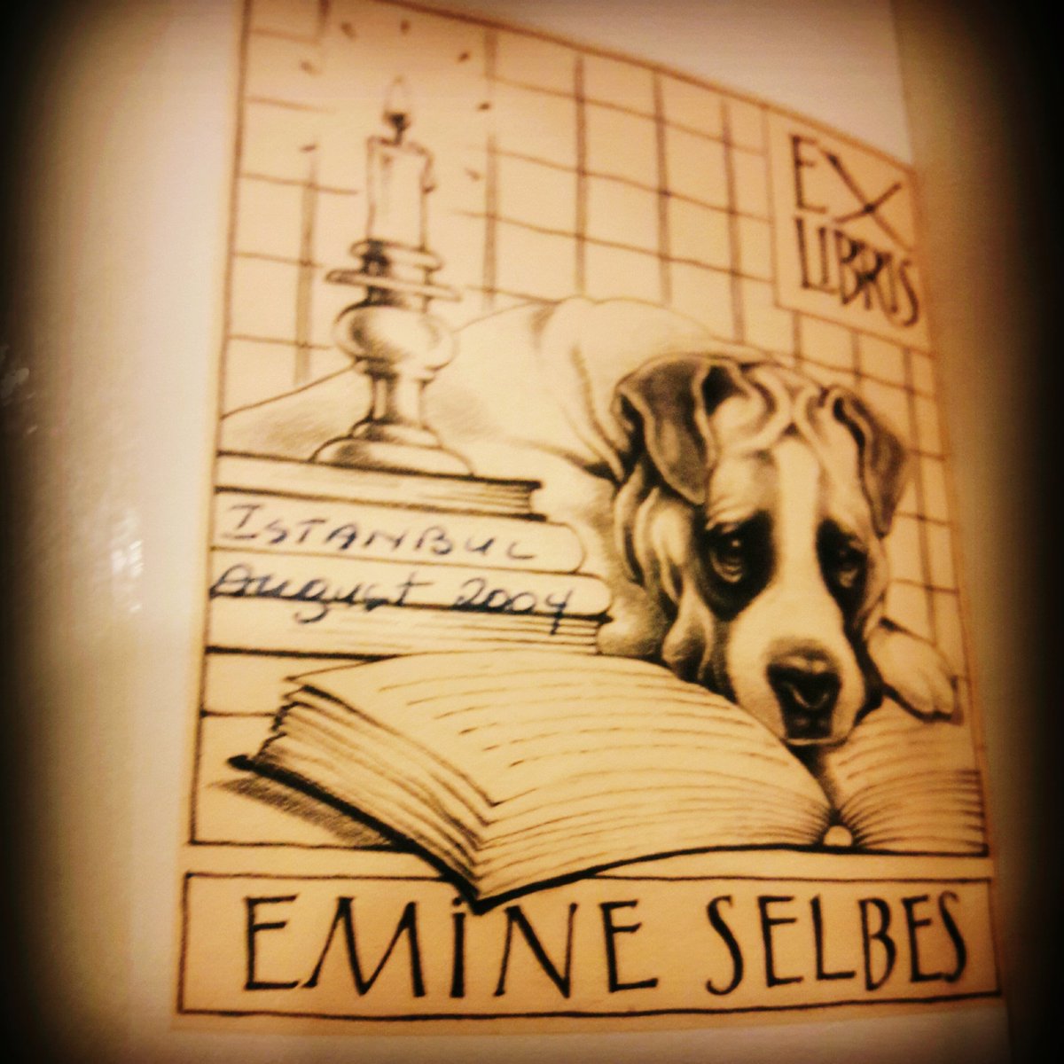 SahafNigar's tweet photo. #nigarsahaf #exlibris #dog #köpek #mumışığı #antiquebooks#sahaf #moda #kadıköy #dresatışıkcaddesi https://t.co/E9TKx15Mr0
