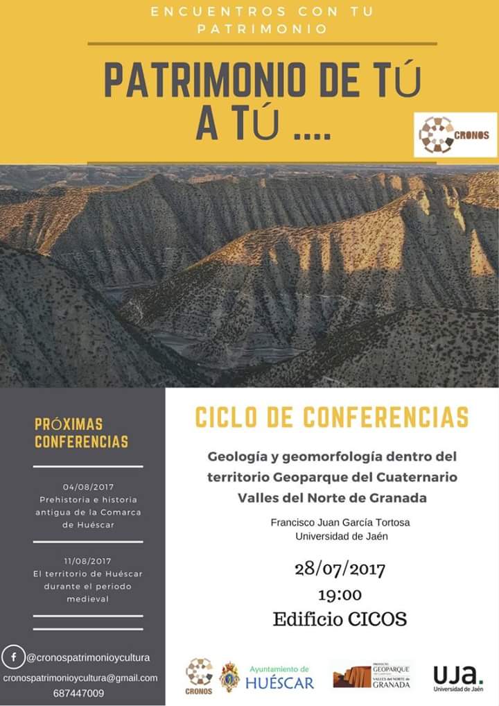 GranadaGeopark's tweet photo. Conferencia de Francisco Juan García Tortosa, Geólogo del @geo_cuaternario . viernes 28 de julio a las 19h en CICOS de Huéscar. https://t.co/eXfiIkgolF