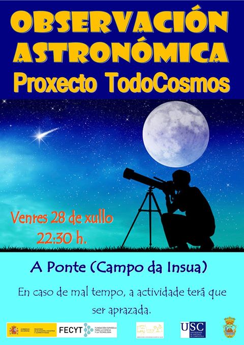 Padron_Turismo's tweet photo. Este venres 28 de xullo temos observación astronómica #TodoCosmos en A Ponte (Campo da Ínsua)✨💫☄️
Contamos contigo! #Padrón #astroloxía https://t.co/NYqzpg142q