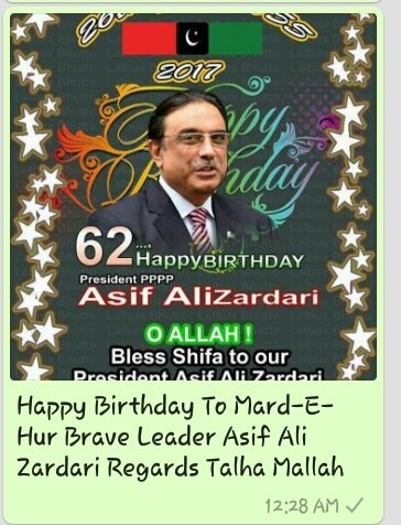 Happy Birthday Co.Chairman  Asif Ali Zardari   Many Happy Returns Of The Day Allah Bles You Always Smile 