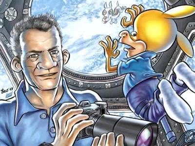 Fumetto Rat-Man e l'astronauta Paolo Nespoli, insieme nello Spazio