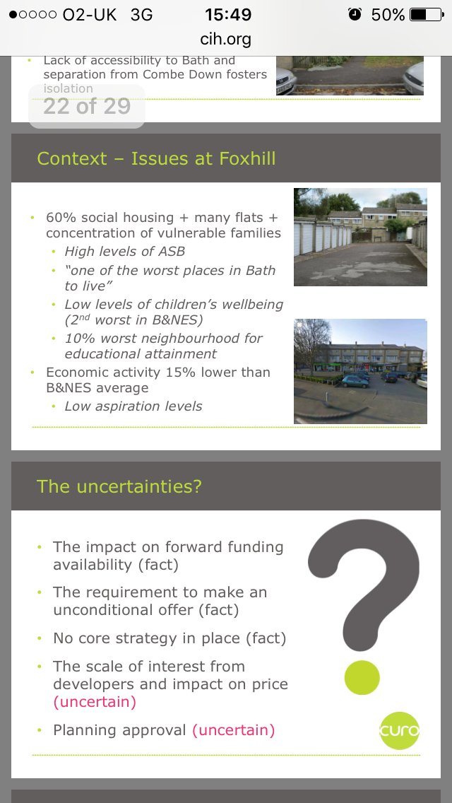 6/  Curo could spend £20M? profit from Mulberry Pk on soft regen AND refurb of Foxhill. BETTER RESULT =157 GAIN OF SOCIAL HOUSING IN BATH