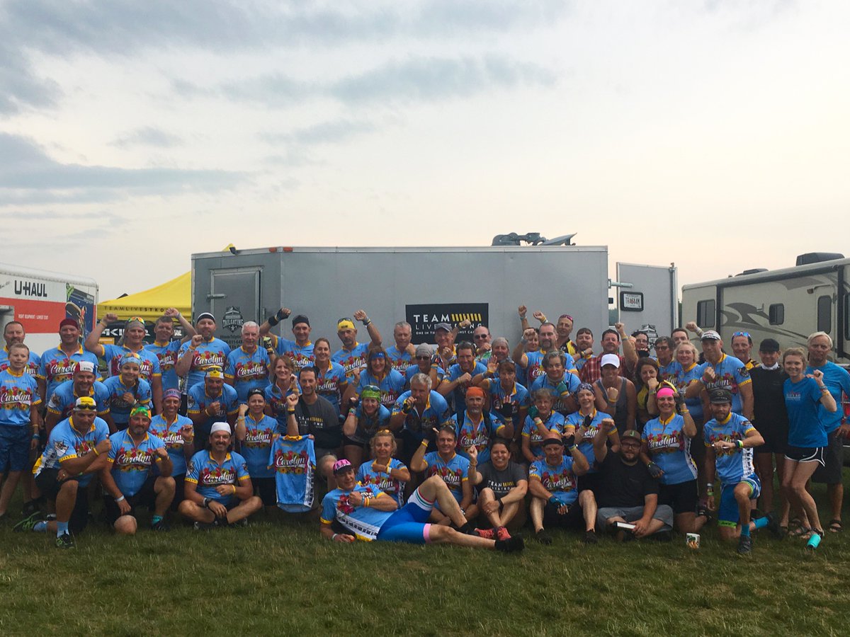 Today at #RAGBRAI our team rode in memory of Carolyn, wearing her special tribute jersey to bring her along for the ride. 💛 #RAGBRAI2017
