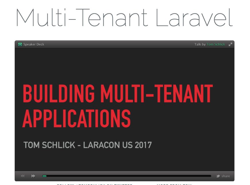Just launched multitenantlaravel.com - currently has my slides from yesterday but will soon have more info on multi-tenant stuff 🔥 #laracon