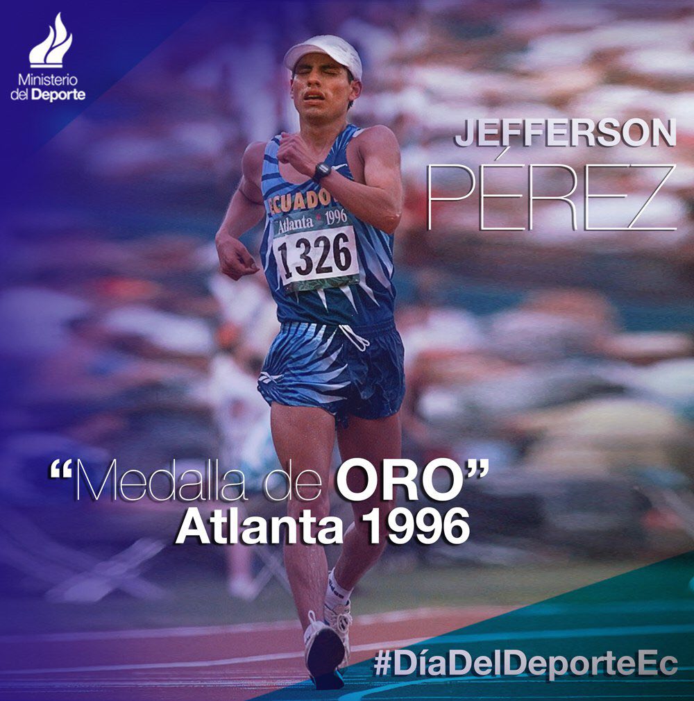 Lenin's tweet photo. Hace 21 años se escuchó por primera vez el himno del Ecuador en las olimpiadas. iGracias Jefferson Pérez por esa victoria! https://t.co/9VQ0NizozR