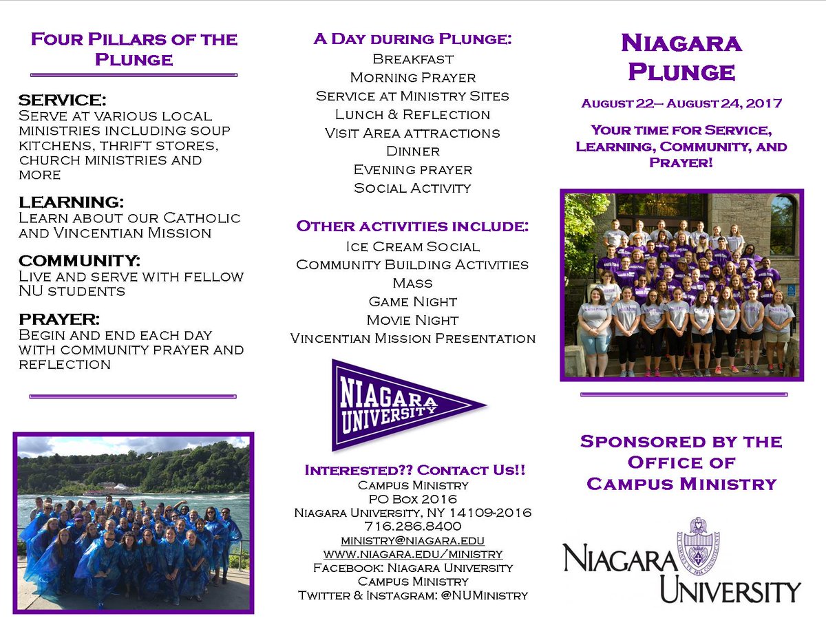 NUMinistry's tweet photo. Hey #Niagara21! Niagara Plunge application deadline has been extended and we have a few spots left. Interested? Email agruhalla@niagara.edu https://t.co/NjdqqhTWhp