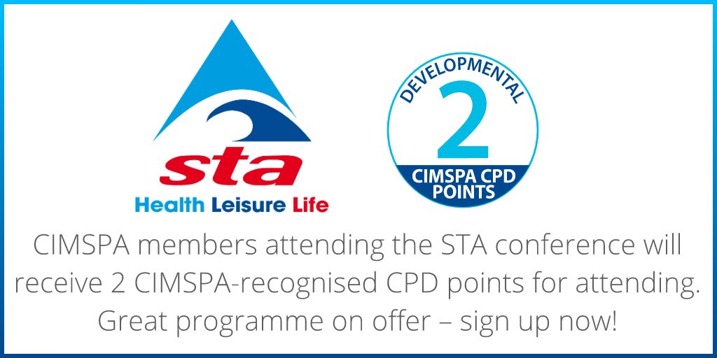 CIMSPA members attending <a href="/STA_HQ/">STA</a> #STAconference17 will get 2 CIMSPA-recognised developmental CPD points. ow.ly/g5yG30dTAai