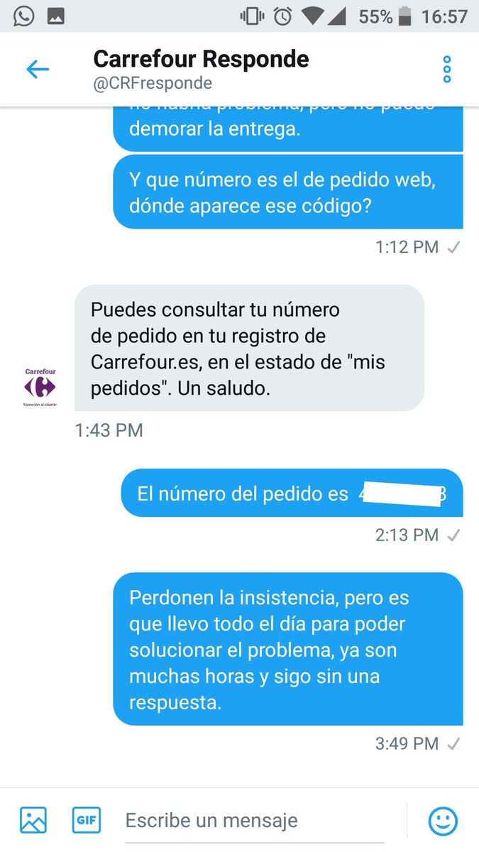 laurilusan's tweet photo. Quería como mucho media hora de atención. Dos días para poder solucionar un problema. @CarrefourES  @CRFresponde #DiaDeLosAbuelos #26julio https://t.co/U6ecuxehXa