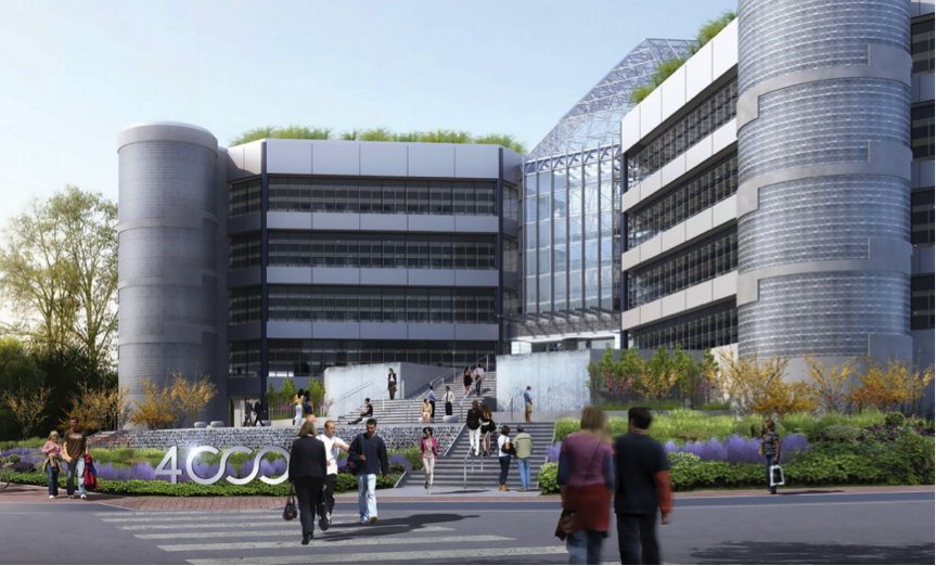 4000 Connecticut’s expansive 13-acre campus forms a hive of bustling activity with interconnected office spaces and atriums.