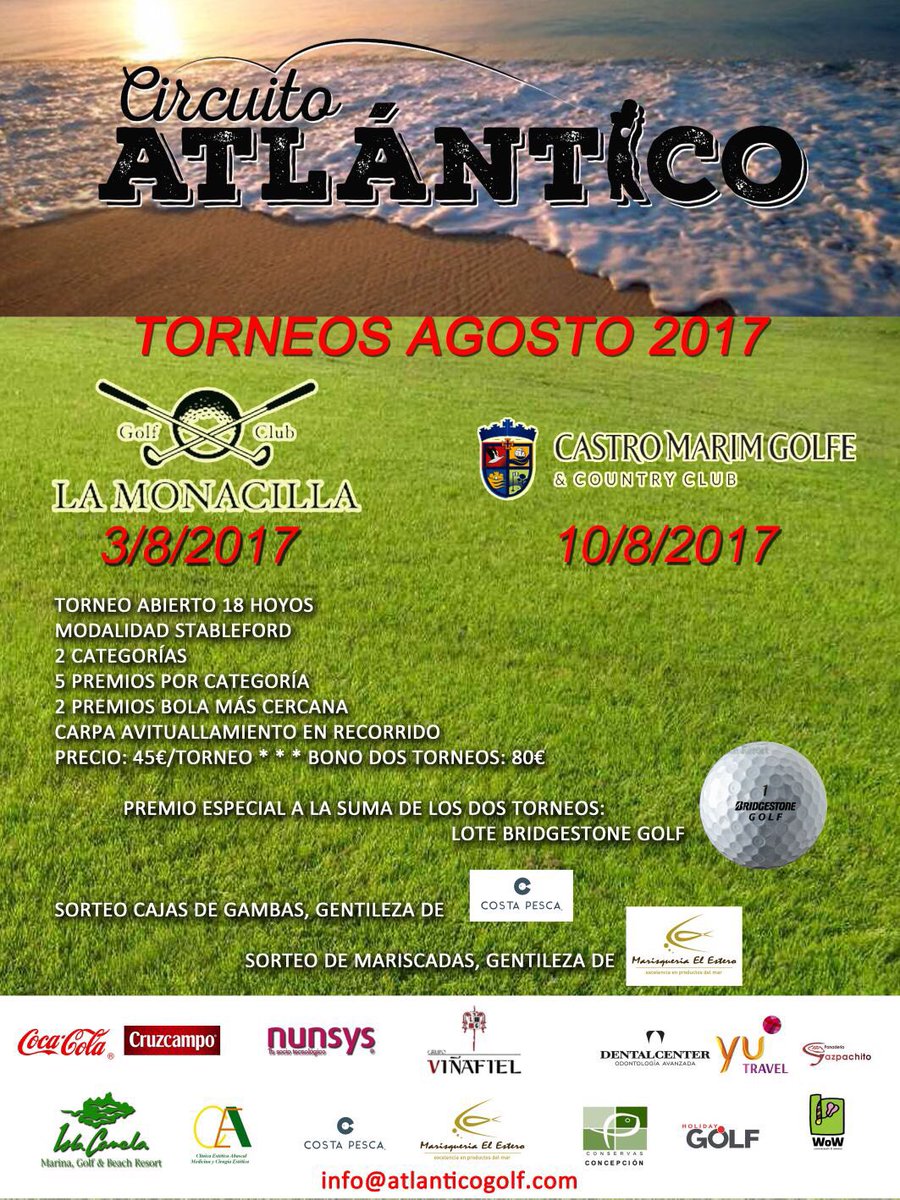 Atlanticogolf's tweet photo. #golf #refrescante Atlantico golf próximas citas. Anímense 03/08 @lamonacillagolf 10/08 #CastroMarimGolfe Inscripciones info@atoanticogolf https://t.co/mEaj4YFTbO