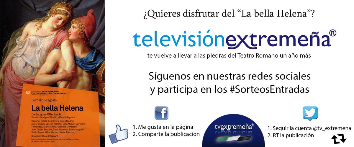 tv_extremena's tweet photo. 📢 ¿Quieres disfrutar de “La bella Helena”? 🎭 @Festival_Merida 

Síguenos en nuestras redes sociales y participa en los #SorteosEntradas https://t.co/91prhbizB6