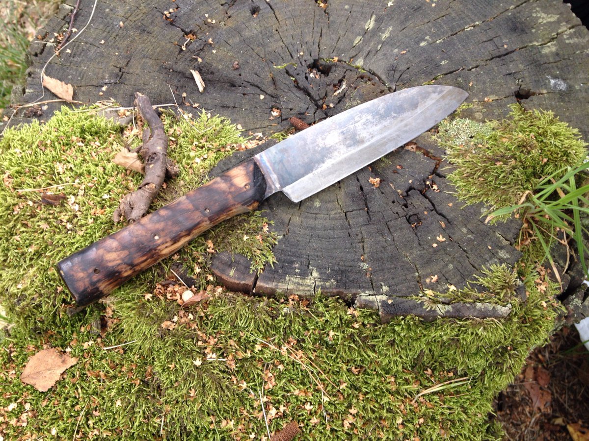 SmithInScotland's tweet photo. A throwback today to my very first chef's knife. Amazing how many designs and ideas I have seen and realised since. #blacksmith #smithing https://t.co/Pr6Qw0ls60