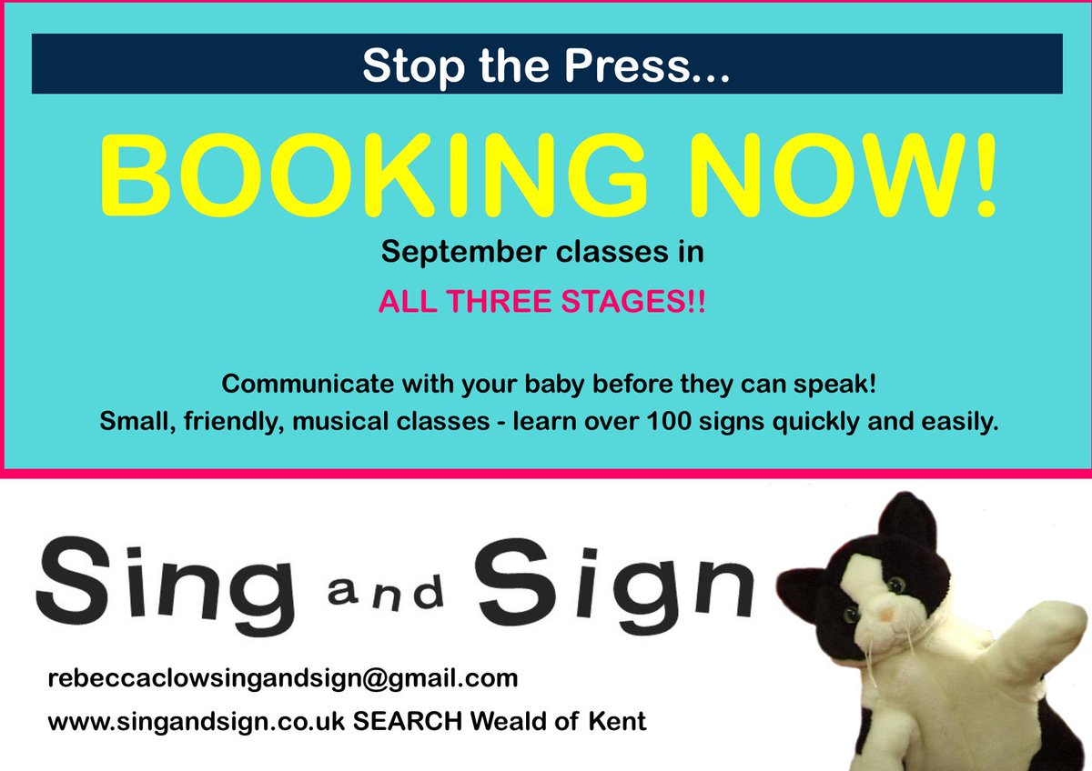 SingSignWoK's tweet photo. BOOKING FOR SEPTEMBER NOW OPEN!   https://t.co/e6Yqy6B2JP #SingandSing #babies #signing #toddler #ToddlerLife #Kent https://t.co/D3K7s2FG41
