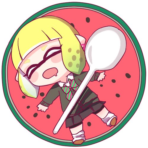 スイカ×イカちゃんのフリーアイコンです！ ご自由にお使いくださいませ