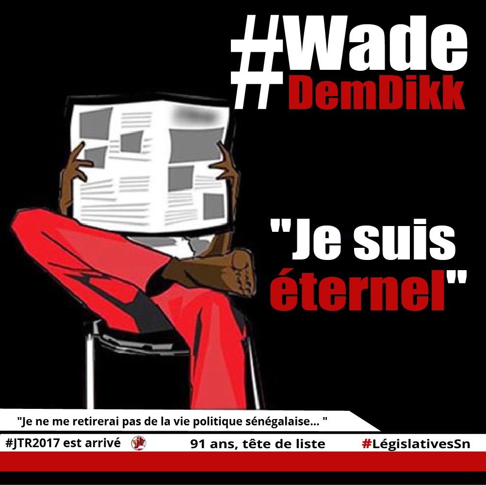 jtronline's tweet photo. #WadeDemDikk: "Je suis éternel"
"Je ne me retirerai pas de la vie politique sénégalaise " #JournalRappe #Team221 #Kebetu #LegislativesSn https://t.co/uN8tQXfWh1