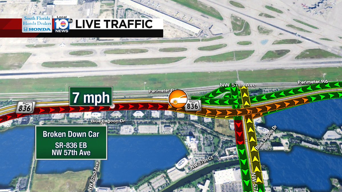 Broken Down Car on SR-836 EB at NW 57th Ave #traffic #miami https://t.co/KXAjxAznaL