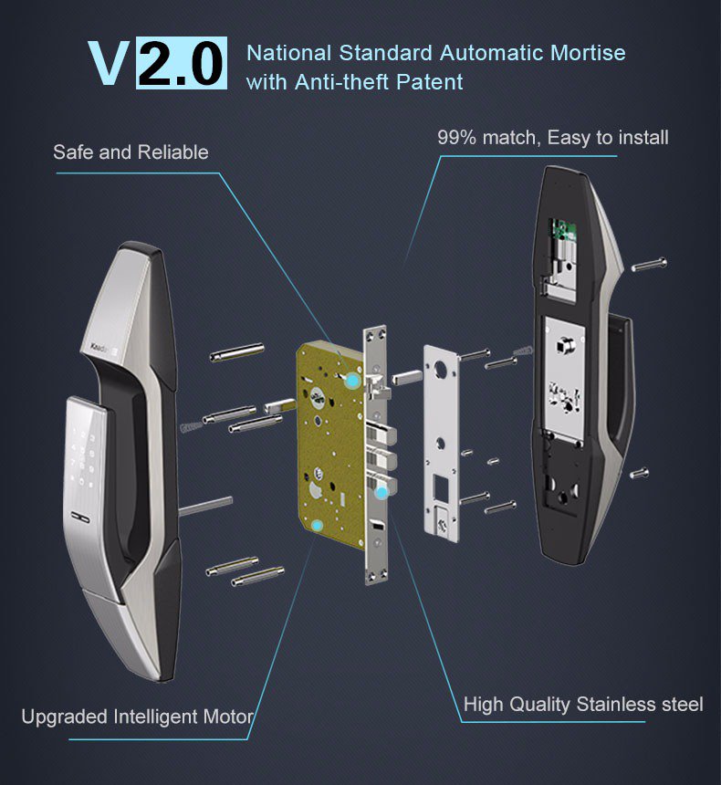 PhilipsDoorLock's tweet photo. Kaadas smart lock K8 push pull digital lock with automatic mortise and bluetooth and Sweden FPC( live fingerprint sensor) https://t.co/vBGOGR8eeM