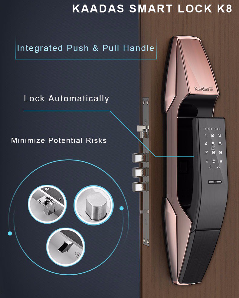 PhilipsDoorLock's tweet photo. Kaadas smart lock K8 push pull digital lock with automatic mortise and bluetooth and Sweden FPC( live fingerprint sensor) https://t.co/vBGOGR8eeM