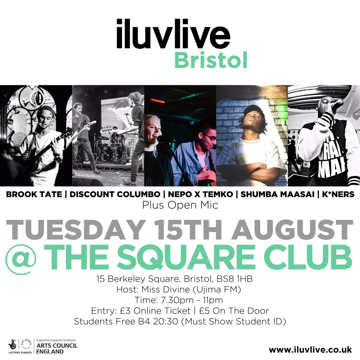 MsStellaH's tweet photo. .@iluvlive #Bristol 15.8.17 @SquareClifton @K_NERS @DiscountColumbo @ShumbaBwoy #BrookTate #NepoxTemko | Tickets: https://t.co/W52yQzhunj https://t.co/NYXJ91W7su