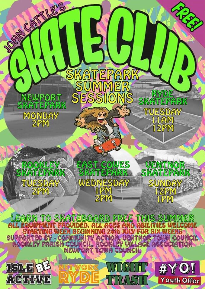 RydeTownCouncil's tweet photo. John Cattle's Skate ClubTuesday in Ryde this Summer - 11am-12pm at the Skatepark #skate #networkryde #IOW https://t.co/9SWVs7QTx4