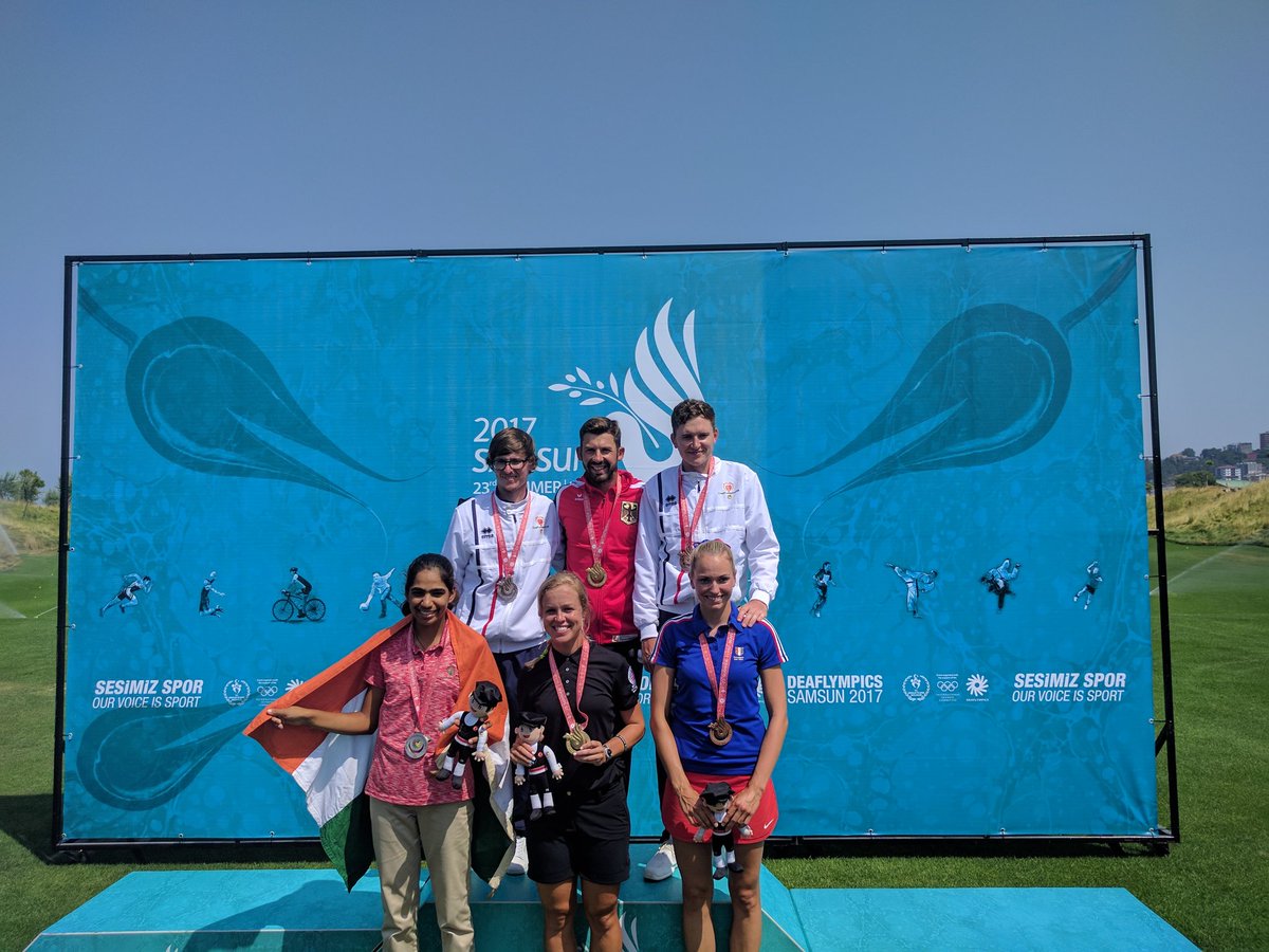 Deaflympics2017's tweet photo. Yes, we just witnessed history. First ever Deaflympics medallists in golf! #Deaflympics2017 https://t.co/HkUZPVMiW8