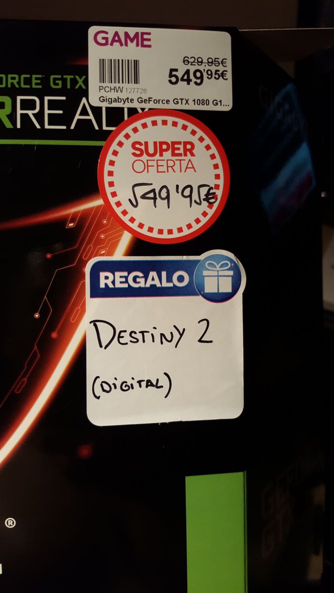 laucasito's tweet photo. @VideojuegosGAME os compré esta tarjeta gráfica porque regalaban el #Destiny2 y una vez pagada me dicen que no tienen constancia de la promo https://t.co/oXzaOcJcp1
