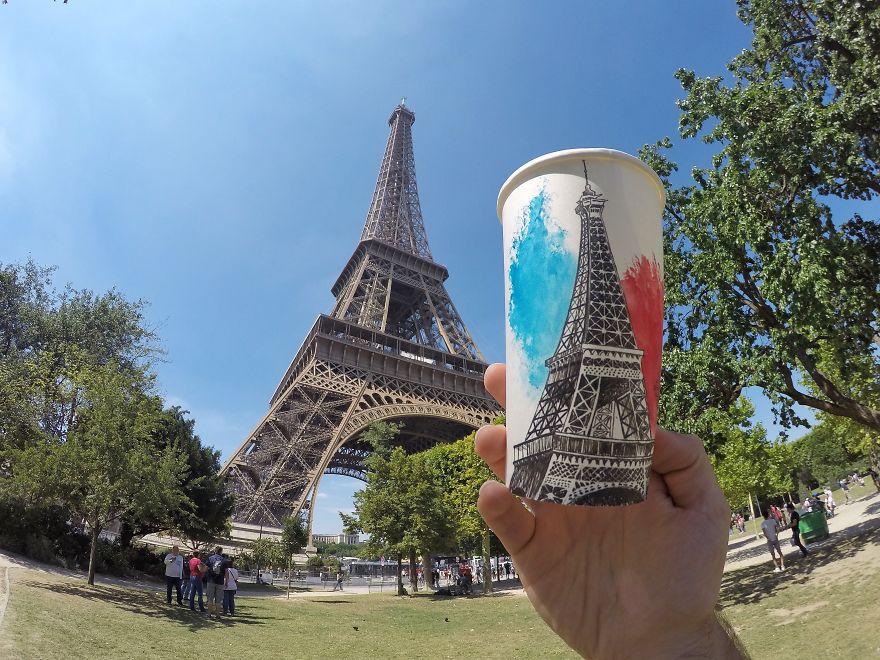 sobore's tweet photo. 22 year old artist and traveler Berk Armagan from Turkey using #coffee cups as his canvas https://t.co/vgTG3YNNUw