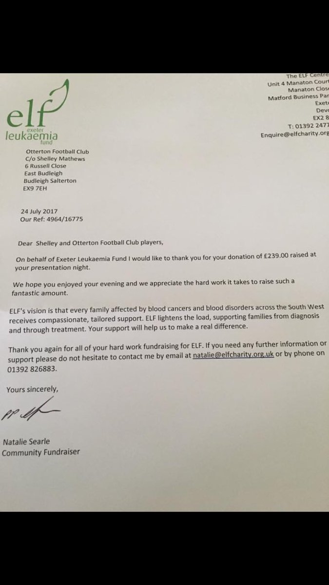OttersFirst11's tweet photo. Massive thanks to all the players and supporters for helping us raise money for this great cause! #elf https://t.co/kBFhpVQUK4