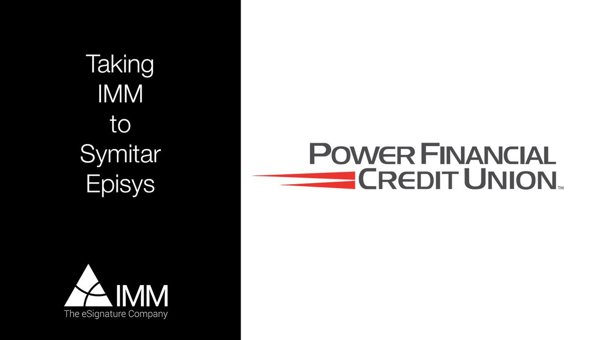 IMMeSign's tweet photo. Thanks @PowerFiCU for taking our integrated #eSignatures with you to your new #Symitar #Episys core system. #GreatIMMClient #creditunions https://t.co/wxtIyGleC8