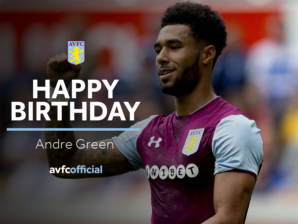 🎂🎉🎁 Happy birthday @AndreGreen_   Here's to a great season 🔥😊💪  #PartOfThePride #AVFC https://t.co/Um5Bg0Nnze