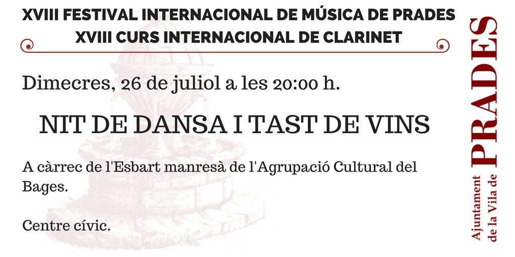 I avui #musica, #dansa i #tastdevins a #Prades