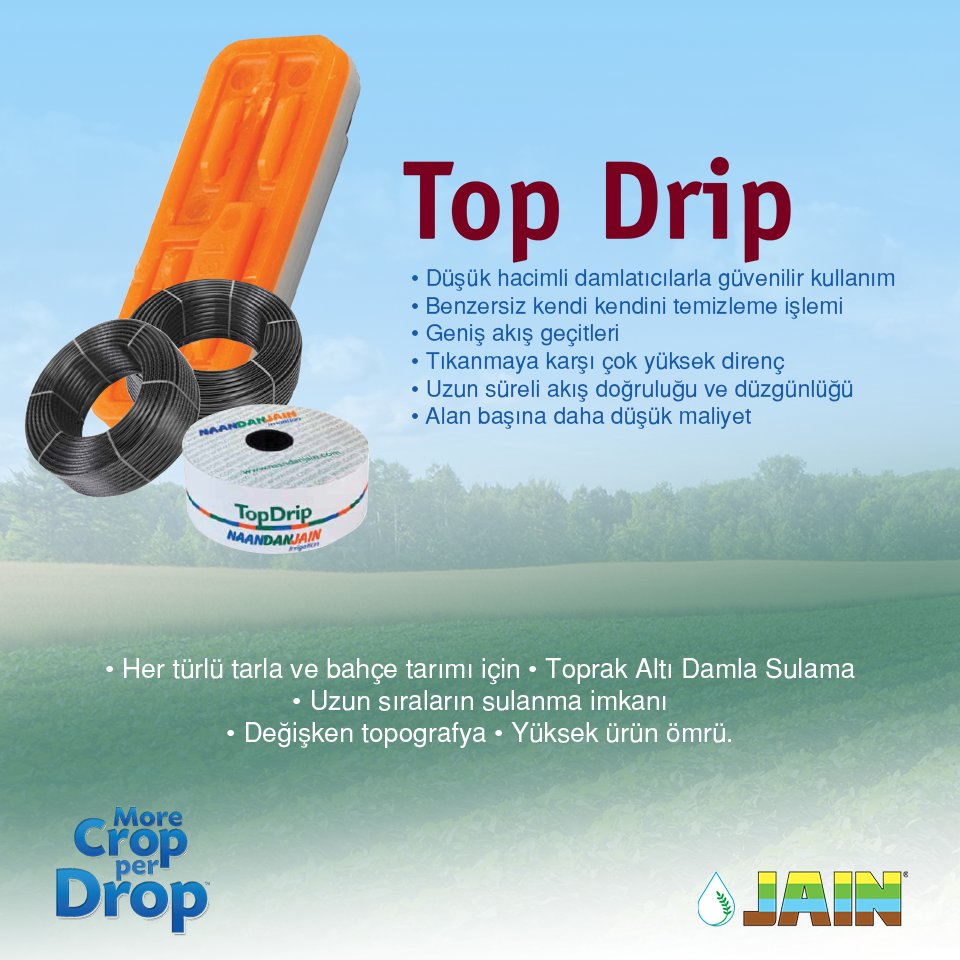rivulisturkiye's tweet photo. NaandanJain #TopDrip ile her türlü #tarla ve #bahçe #tarımında düşük maliyet yüksek ürün ömrü!💦 https://t.co/1o5Jc20XM6