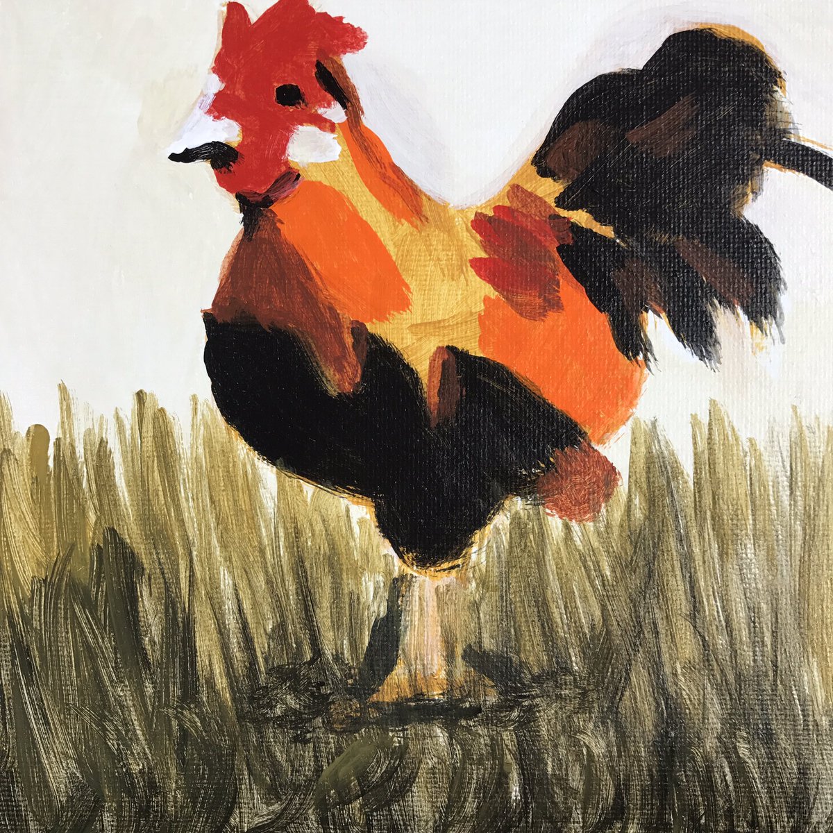 dadahlberg3's tweet photo. Another for-fun painting, finished last night! 🙂 #art #50smallpaintings #rooster https://t.co/euMTx7K1pf