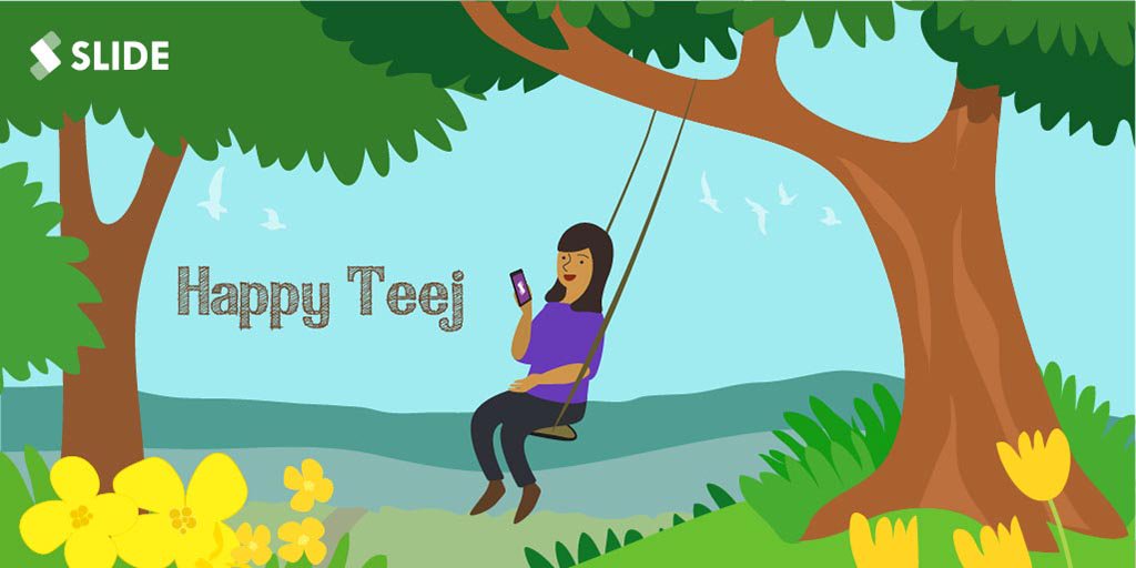 SlideIndia's tweet photo. May the swings of joy fill your heart
To all the lovely ladies out there
Slide wishes you a happy and blessed #Teej
#KeepSliding!! https://t.co/QwaoCLIsuW