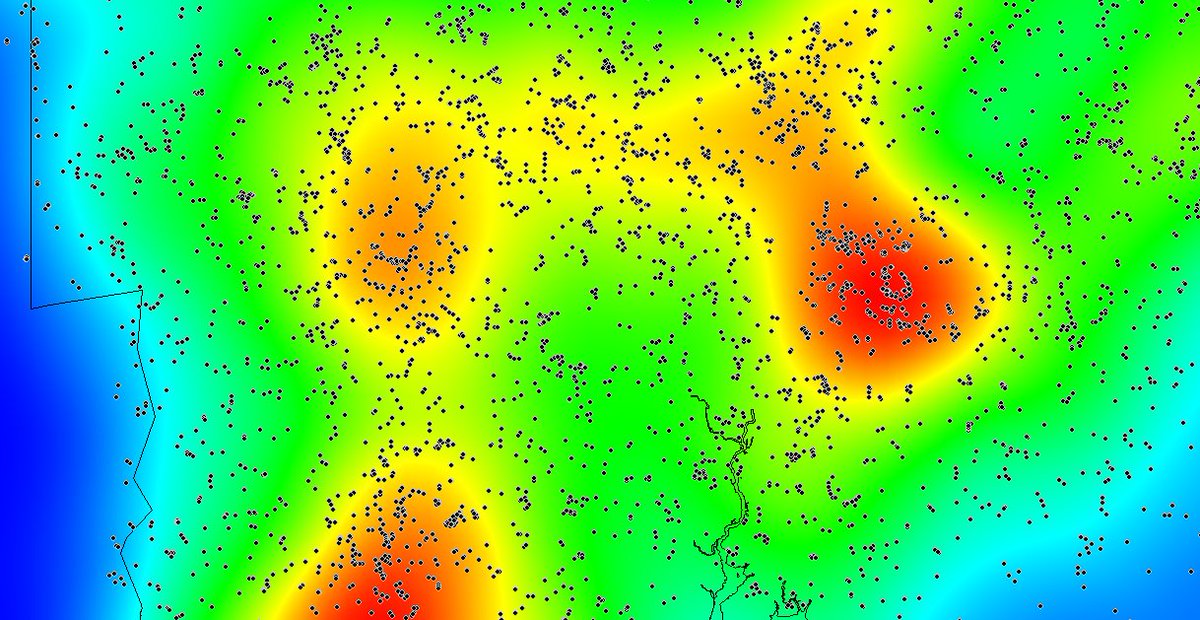 global_mapper's tweet photo. βYou are my densityβ - George McFly
Playing with some #vernalpools #data in southern #Massachusetts.
#gis #globalmapper #heatmap #densitymap https://t.co/mJ0frHOyj4