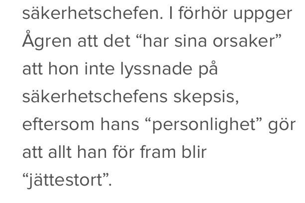 OlaSoderholm's tweet photo. Tänk att allt det här hade kunnat undvikas om säkerhetschefen inte haft en så oskön, rättshaveristisk personlighet. #TransportGate https://t.co/j1NS8lNu63