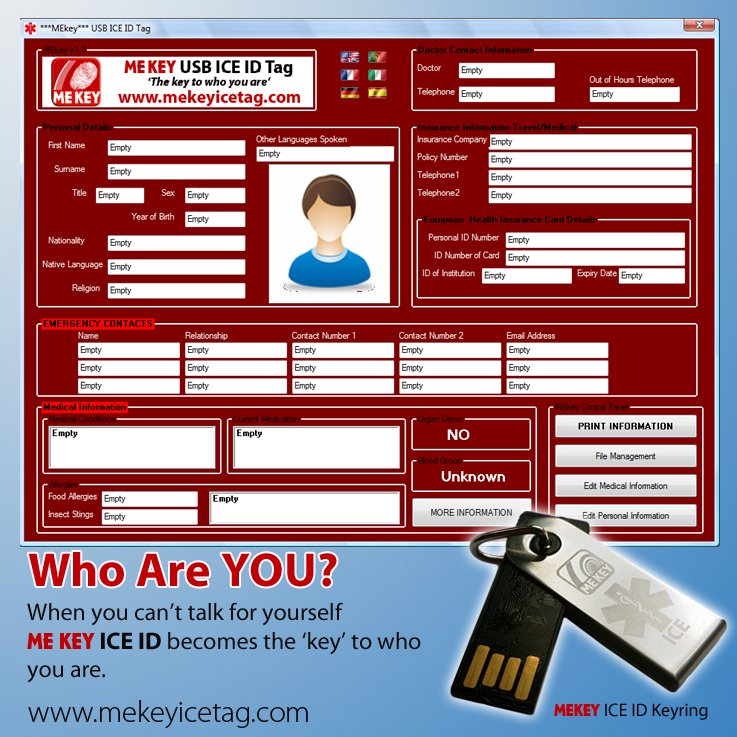 Please RT: We want everyone to be aware of MEkey ICE ID, and how important carrying #emergencyid is. mekeyicetag.com