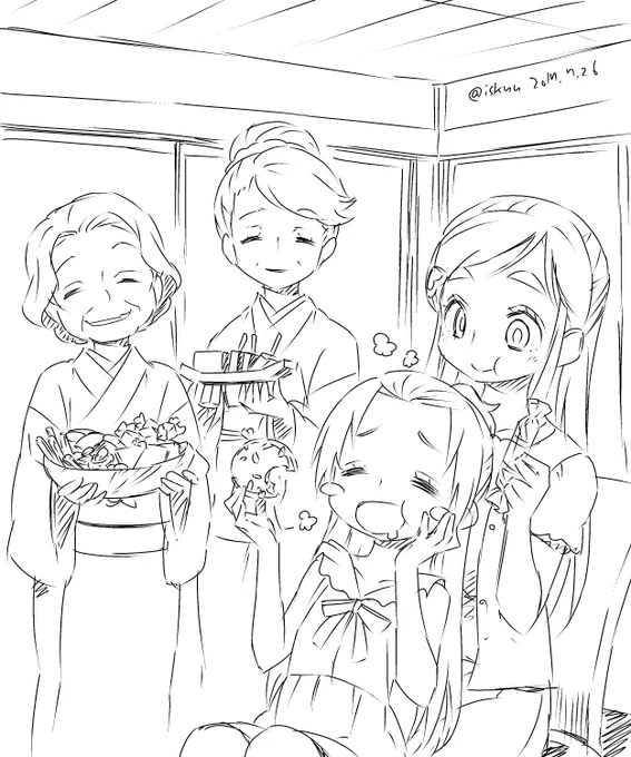 おばーちゃん線画。ハイもう間に合わん(確信 