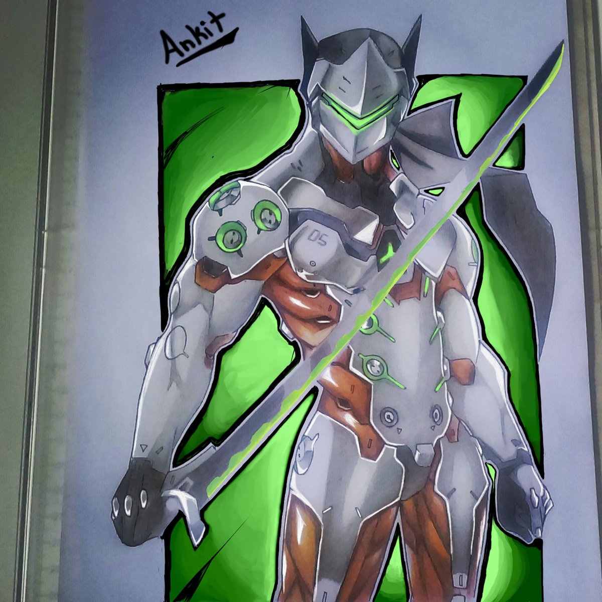Ankit_k70's tweet photo. What do u think of my new fanart drawing of Genji!😀
#fanart #genji #overwatch 
@PlayOverwatch @OverwatchEU https://t.co/ctUJBb1ohQ