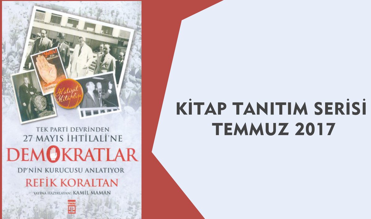 Kitap Tanıtım Serimizin 2017 yılı Temmuz ayı kısmında Refik Koraltan'ın "Demokratlar" adlı eseri var. akgencarge.com/demokratlar-te…