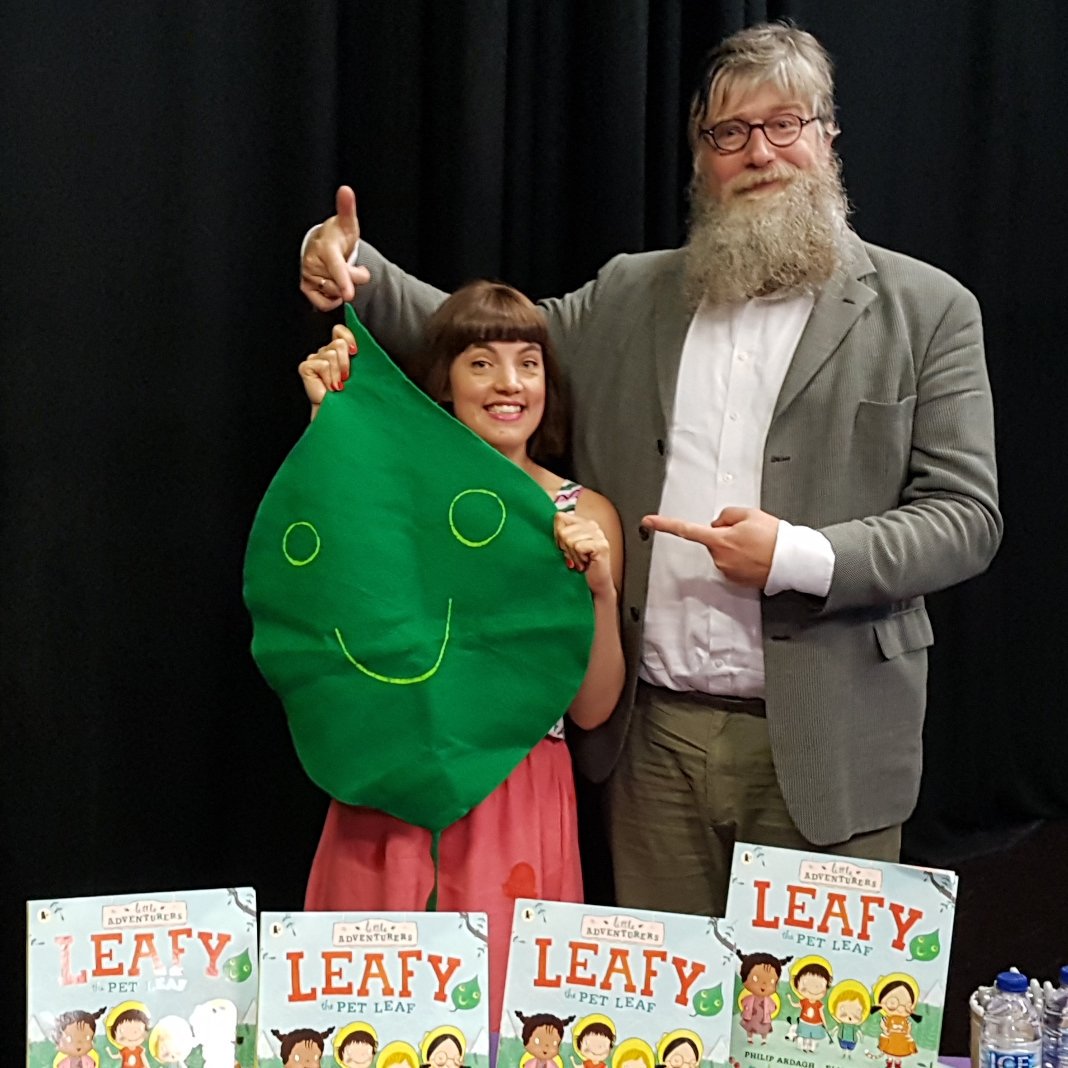 PhilipArdagh's tweet image. There are leaves and then there's LEAFY THE PET LEAF!!! @BwdLitFest @ElissaElwick @BIGPictureBooks #ardaghandelwick #LittleAdventurers